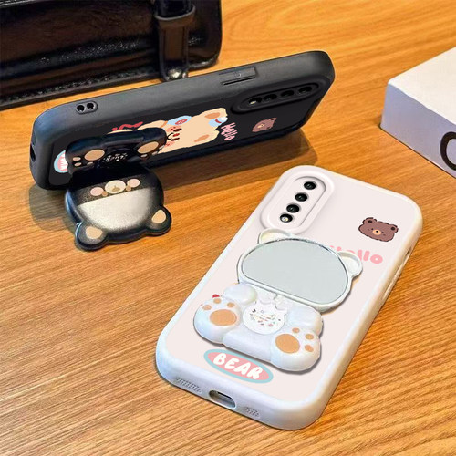 适用华为P20Pro手机壳小熊支架P2OPro保护套P20P新款Plus镜子Pr0硅胶软壳CLT一AL00全包ALOO防摔CLTAL01男女 - 图2