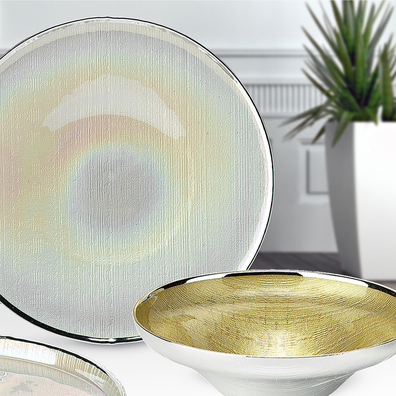 意大利Dogale进口水晶玻璃镀金水果平盘欧式简约装饰盘创意甜点盘-图1