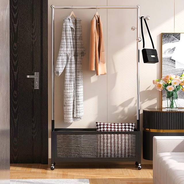 Light luxury clothes rack floor-standing bedroom drying clothes rack mobile high-end corner clothes rack overnight storage clothes rack
