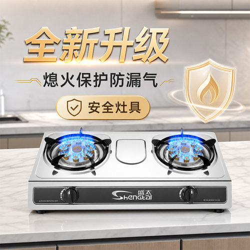 煤气灶双灶家用大火力不锈钢台式液化气天然气燃气灶节能猛火炉具 - 图0