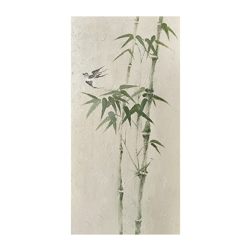 新品纯手绘油画素雅竹子客厅茶室装饰挂画玄关新中式节节高升落地 - 图3