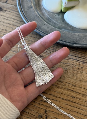 韩系银色金属流苏长款项链女叠戴小众ins风简约百搭高级感毛衣链