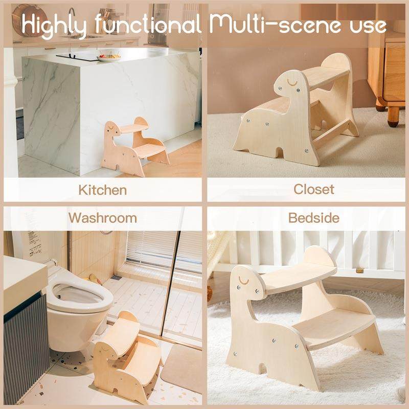 儿童木制恐龙登高椅宝宝洗手垫脚登高台阶家用防滑二步梯台小凳子,淘宝优惠券,粉丝福利购,淘宝优惠卷