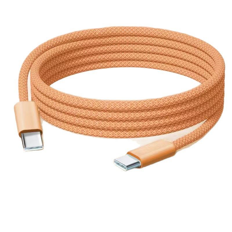 适用苹果15/16/17橙编织Type-C快充数据线60W车载充电全机型适用,淘宝优惠券,粉丝福利购,淘宝优惠卷