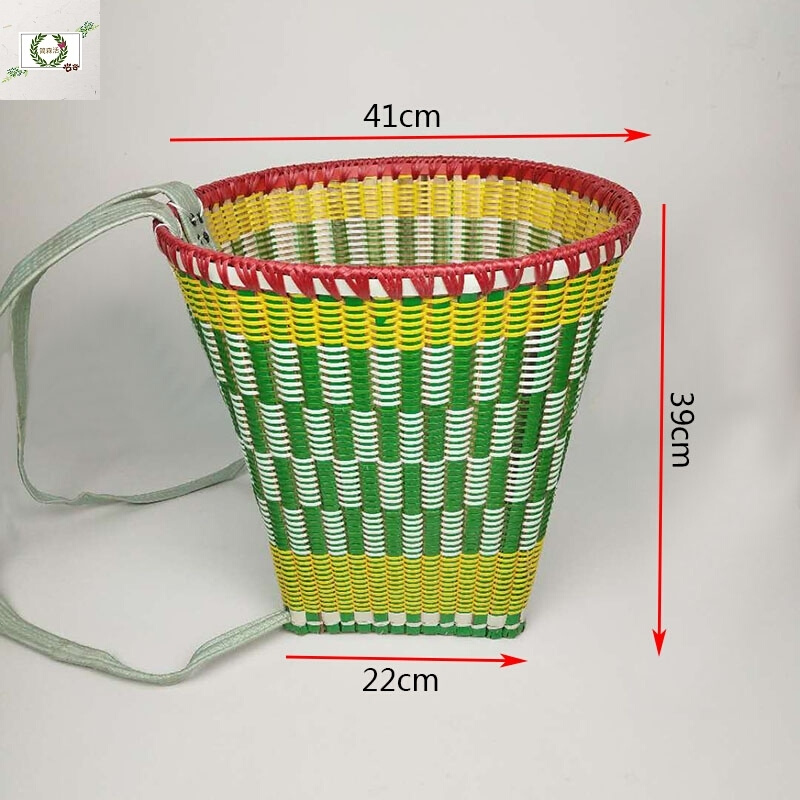 背萝竹编背篓竹篓塑料篮子茶娄采茶的背楼背系演出道具小竹筐家用-图3