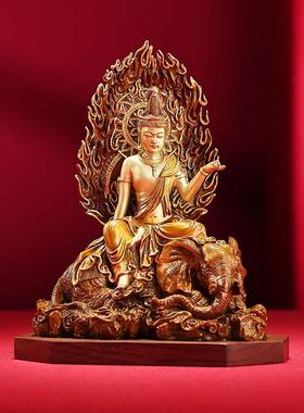 铜欣祥华严三圣铜像普贤文殊释迦摩尼佛描金像释迦三尊摆件