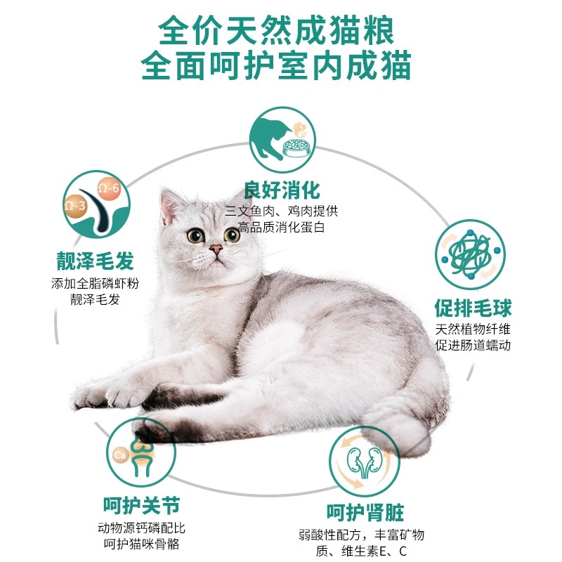 麦富迪猫粮三文鱼油全价天然主食营养不掉毛成猫幼猫专用猫饭10kg