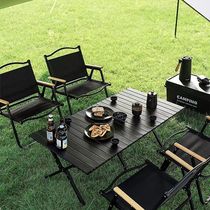 Outdoor folding table Carbon Steel Alloy Egg Roll Table Portable Blackened Camping Table And Chairs Picnic Complete Equipped Supplies