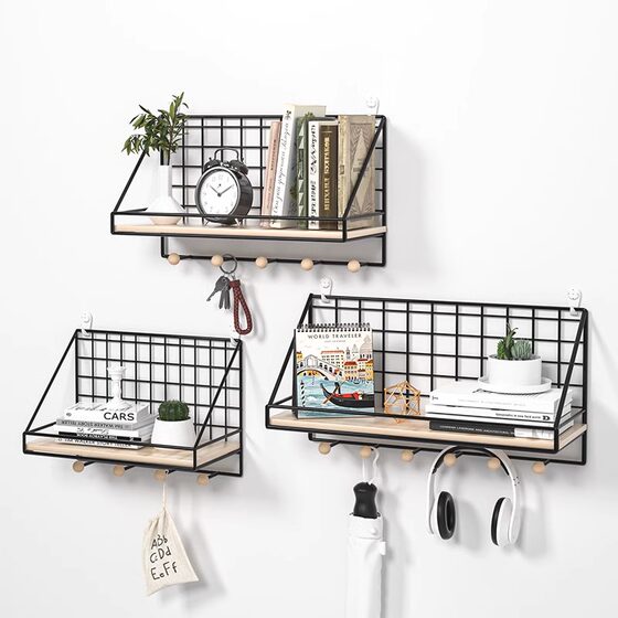 No punching bedside storage rack hanging basket type wall-mounted storage