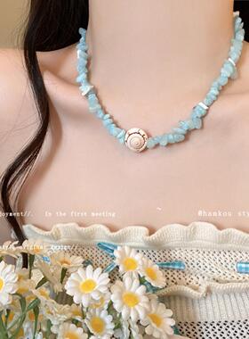 海边度假~天然石贝壳项链女生ins