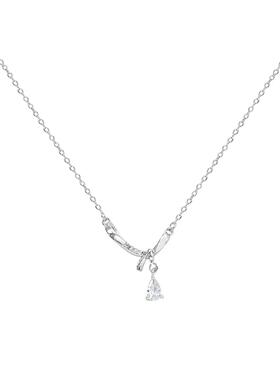 韩系爆款精致锆石蝴蝶结钛钢项链