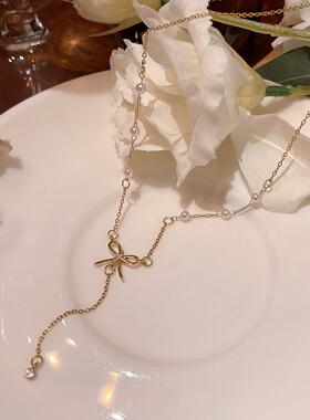 韩系甜美气质蝴蝶结项链女高级