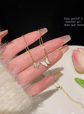 轻奢小众高级感蝴蝶结钛钢项链女