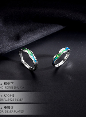 高级感S925银极光之约情侣对戒男