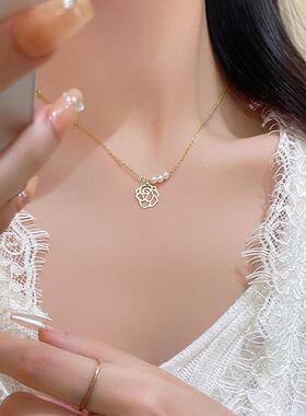 法式复古百搭气质花朵项链女ins