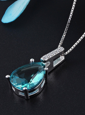 欧美时尚古典贵族s925银镶锆石吊坠项链锁骨链配饰银饰品小量