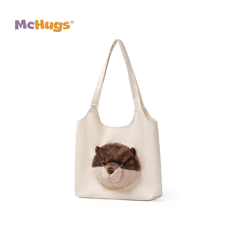McHugs水獭宝宝帆布托特包单肩斜挎包毛绒玩偶公仔手提包礼物新品,淘宝优惠券,粉丝福利购,淘宝优惠卷