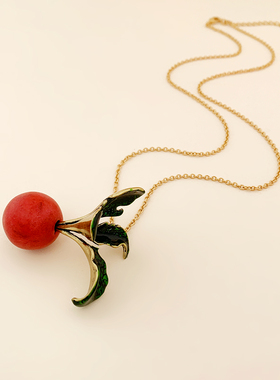 夸张水果vintage复古毛衣链珐琅