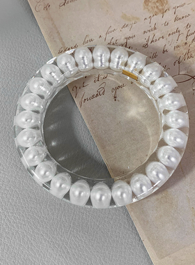 不褪色内嵌透明珍珠手镯树脂轻奢