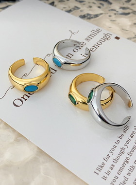 欧美ins风冷淡风轻奢文艺复古时尚简约中性百搭宝石开口戒指