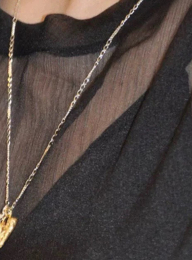 韩系复古金银撞色熔岩爱心项链