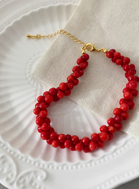 桃花运红色首饰高级感