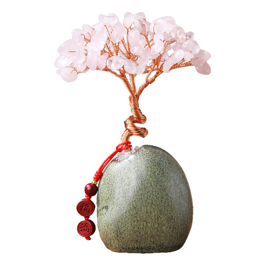 天然黄水晶发财树摇钱树办公桌面装饰品水晶招财树创意摆件小礼物