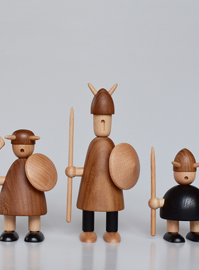 维京人 c北欧家居装饰摆件设计师样板间木偶客厅桌面木质创意礼物