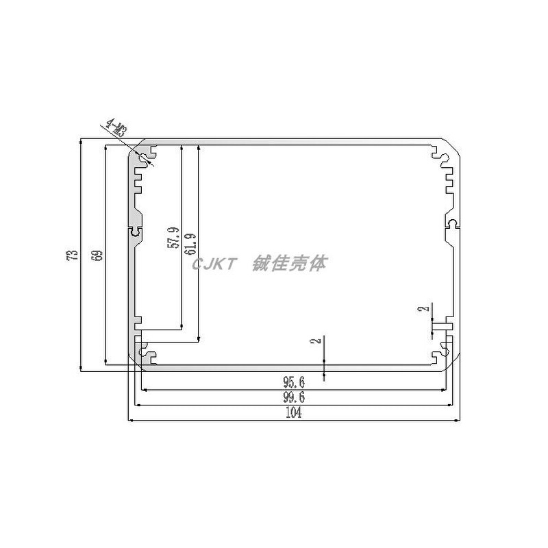 铝合金外壳铝型材壳体铝盒铝防水盒屏蔽壳电源盒仪表壳体104x73 - 图2