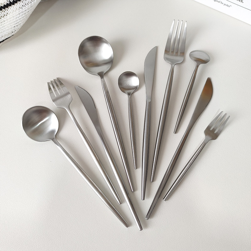 ins304不锈钢砂光葡萄牙西餐餐具套装刀叉勺精致咖啡甜品勺叉,淘宝优惠券,粉丝福利购,淘宝优惠卷