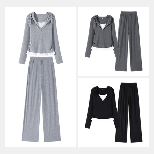 Traje deportivo casual delgado de dos piezas falso de Jeanswest para mujer