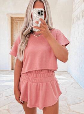 Women's Summer 2-Piece Sets Cropped T-Shirt and Ruffle Skort