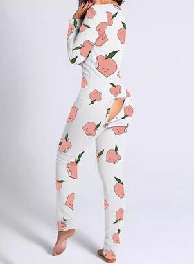 Valentine's Day Women's Sexy Butt Button Back Flap Jumpsuit