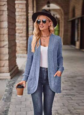 Women's Solid Color Ribbed Fleece Casual Commuter Long Sleev