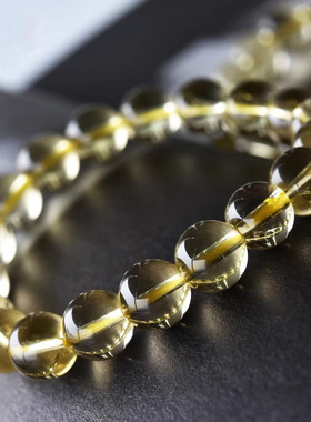 天然黄水晶手链女男东海水晶玛瑙翡翠宝小众轻奢柠檬黄水晶手串