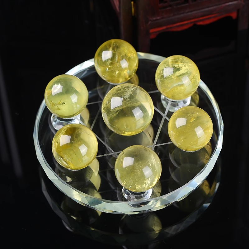 巴西原矿天然黄水晶紫粉白七彩七星阵摆件家居玄关客厅装饰工艺品