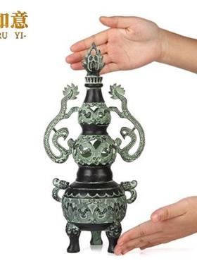 青铜炉摆件仿古工艺品香炉熏香炉葫芦聚宝炉摆设家居青铜器装饰品