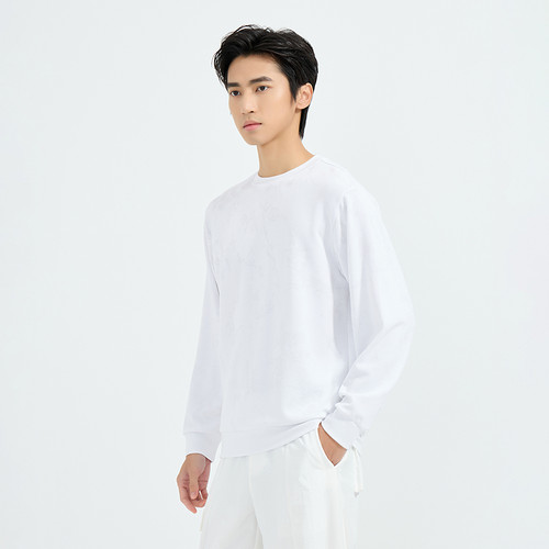 【商场同款】利郎奥莱卫衣男2026春新款休闲时尚保暖百搭长袖t恤 - 图0