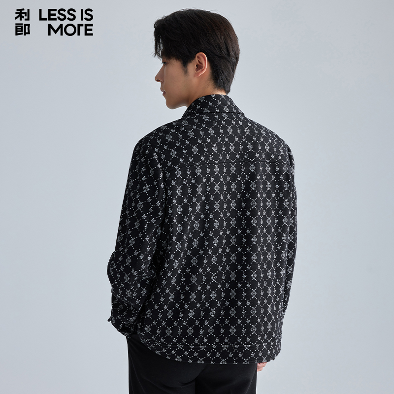 【满印微绒】利郎奥莱毛呢外套2025冬季新款休闲保暖夹克外套男士 - 图2