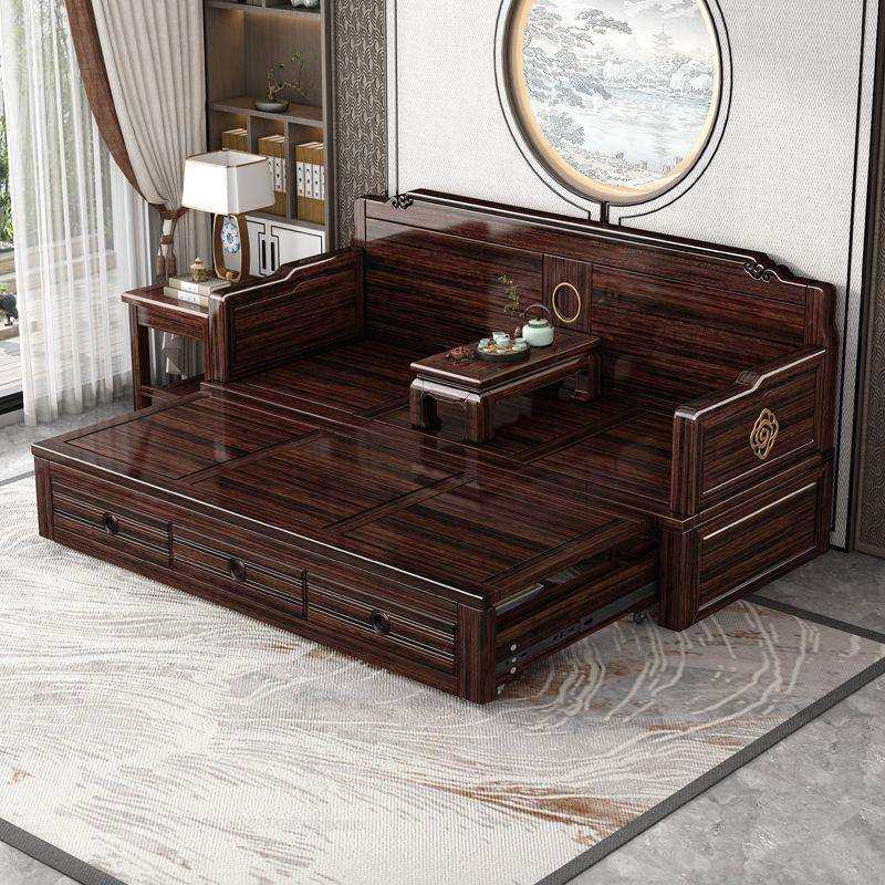 罗汉床实木推拉高档抽拉式沙发床两用房间客厅紫金檀木两用床全套,淘宝优惠券,粉丝福利购,淘宝优惠卷