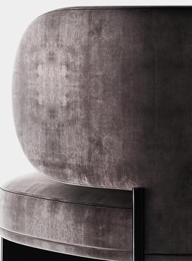 意式轻奢软包铁艺餐椅家用沙发椅休闲懒人沙发卧室化妆学习椅子