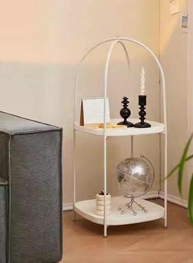 北欧铁艺置物架家用客厅创意收纳架小户型民宿沙发边几储物架子