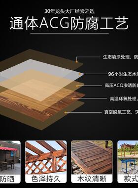 防腐木葡萄架庭院碳化实木地板户外木屋爬藤架子组装别墅凉亭廊架