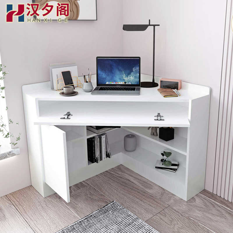 北欧简约角落书桌家用卧室转角电脑桌书架书柜一体家用办公桌8H3