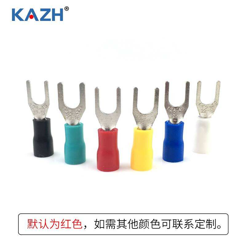 KAZH叉形预绝缘端头U型冷压接线端子铜鼻子线耳0.6mm加厚SV1.25-4 - 图3