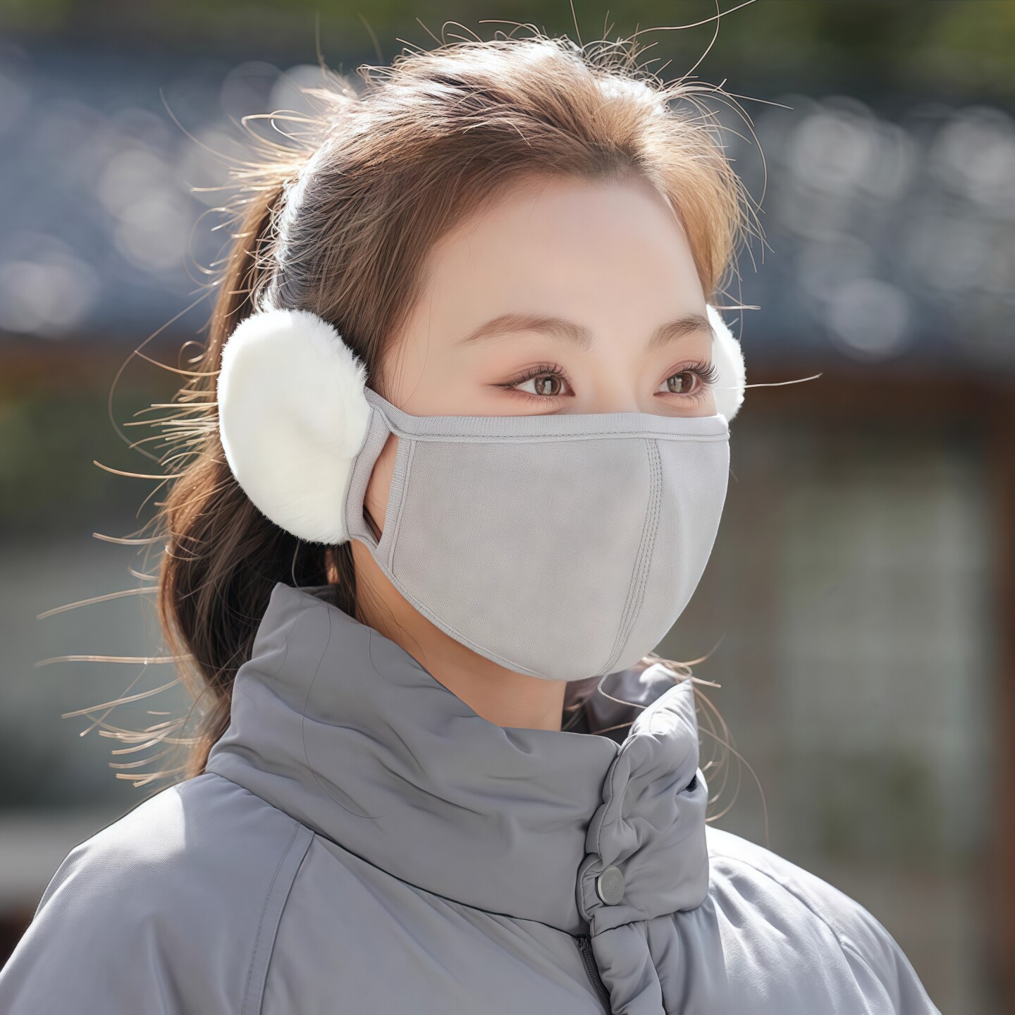 保暖耳罩口罩女冬季2025纯棉防风防寒加绒护耳二合一面罩面纱耳套