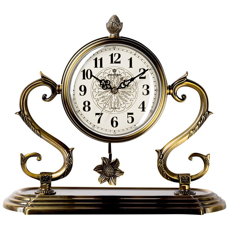 定制座钟客厅台钟欧式复古坐钟古铜摆件创意时钟艺术钟表金属静音-图0