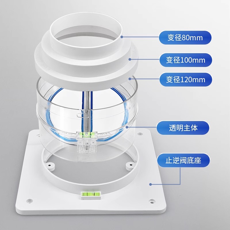 潜水艇卫生间止逆阀浴霸排气扇排风管通用配件换气扇止回阀防味器 - 图2