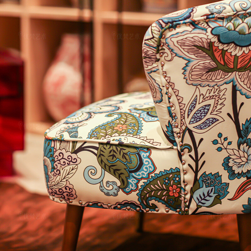 Lamoo·花卉AIA设计师款美式客厅单人沙发椅休闲沙发老虎椅S798b - 图2