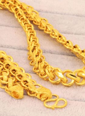 越南沙金泰国项链男12mm泰链龙骨链古法金大气项饰金店同款轻奢